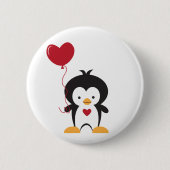 Niedlicher Pinguin und Herzballon Button (Vorderseite)