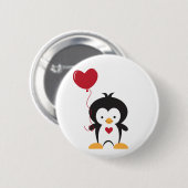 Niedlicher Pinguin und Herzballon Button (Vorne & Hinten)