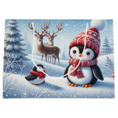 Niedlicher Pinguin und Reindeer Große Geschenktüte (Vorderseite)