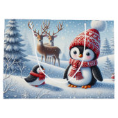 Niedlicher Pinguin und Reindeer Große Geschenktüte (Rückseite)