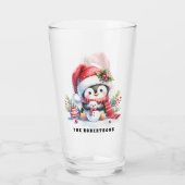 Niedlicher Pinguin und Snowman Custom Weihnachten Glas (Rückseite)