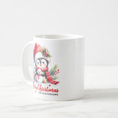 Niedlicher Pinguin und Snowman Frohe Weihnachten Kaffeetasse (Vorderseite Links)