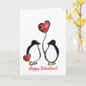 Niedlicher Pinguin-Valentinstag Karte (Gelbe Blume)