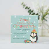 Niedlicher Pinguin | Virtual Christmas Party Einladung (Stehend Vorderseite)
