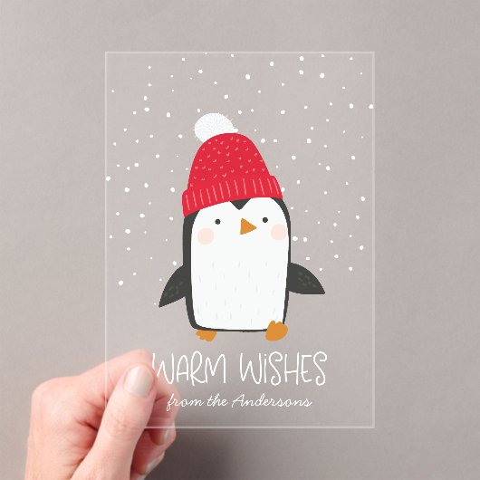 Niedlicher Pinguin Warm wünscht Non-Foto-Urlaub Acryleinladungen (Insitu (Handheld))