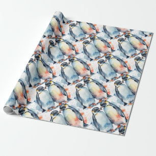 Niedlicher Pinguin Wasserfarbe Tier wild Geschenkpapier