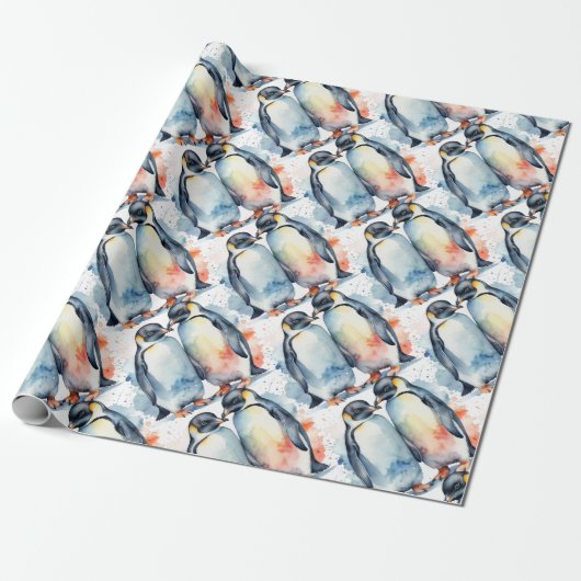 Niedlicher Pinguin Wasserfarbe Tier wild Geschenkpapier (Ungerollt)