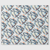 Niedlicher Pinguin Wasserfarbe Tier wild Geschenkpapier (Flach)