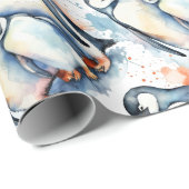 Niedlicher Pinguin Wasserfarbe Tier wild Geschenkpapier (Rolleneckpunkt)
