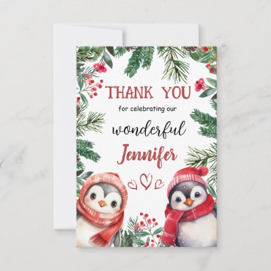 Niedlicher Pinguin Weihnachten 2° Geburtstag Danke (Vorderseite)