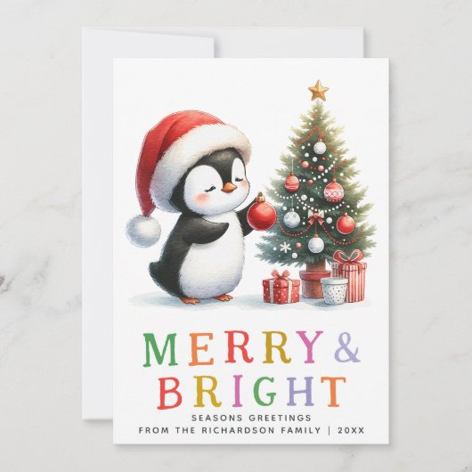 Niedlicher Pinguin Weihnachten Farbenfroh und hell (Vorderseite)
