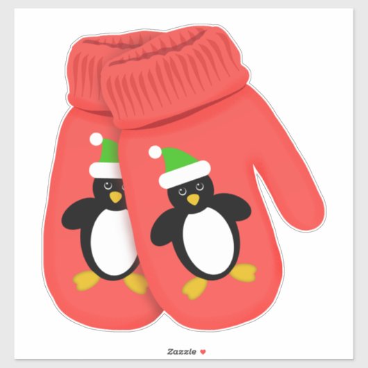 Niedlicher Pinguin | Weihnachten Mitten | Groß Aufkleber (Blatt)