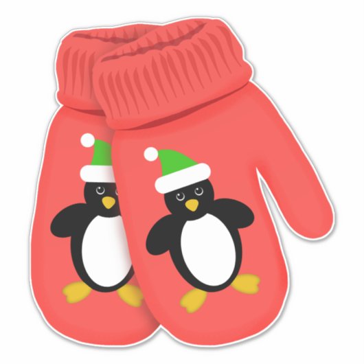 Niedlicher Pinguin | Weihnachten Mitten | Groß Aufkleber (Vorderseite)