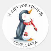 Niedlicher Pinguin - Weihnachten von und zu Runder Aufkleber (Vorderseite)