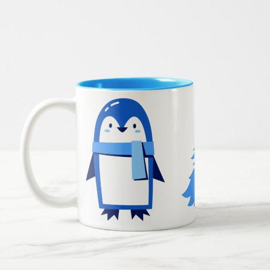 Niedlicher Pinguin-Weihnachten Zweifarbige Tasse (Links)