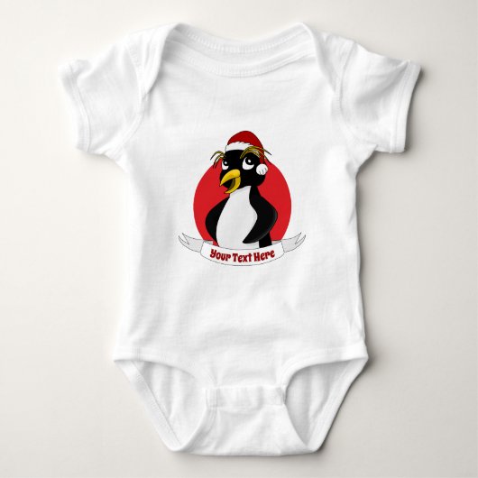 Niedlicher Pinguin Weihnachts-Cartoon Baby Bodysu Baby Strampler (Vorderseite)