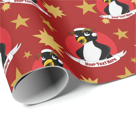 Niedlicher Pinguin, Weihnachts-Cartoon Wrapping Pa Geschenkpapier (Rolleneckpunkt)