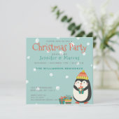 Niedlicher Pinguin | Weihnachts-Party Einladung (Stehend Vorderseite)