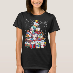Niedlicher Pinguin Weihnachtsbaum Lichter Dekorati T-Shirt
