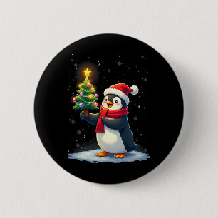 Niedlicher Pinguin Weihnachtsbaum Pajama Girls Boy Button