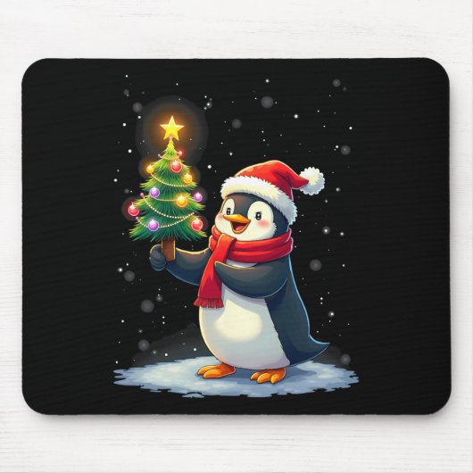 Niedlicher Pinguin Weihnachtsbaum Pajama Girls Boy Mousepad (Vorne)