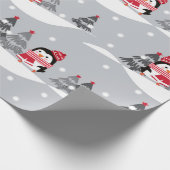 Niedlicher Pinguin Weihnachtsmuster Geschenkpapier (Ecke)