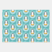 Niedlicher Pinguin Winter Cartoon Blau Geschenkpapier Set (Vorderseite 3)