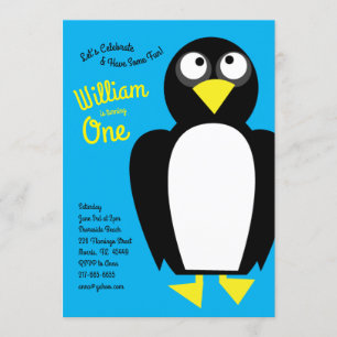 Niedlicher Pinguin Winter Kinder 1. Geburtstag Par Einladung
