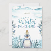Niedlicher Pinguin Winter Onederland Geburtstag Einladung (Rückseite)