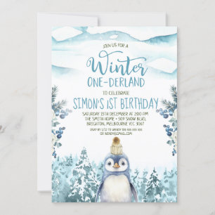 Niedlicher Pinguin Winter Onederland Geburtstag Einladung