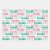 Niedlicher Pinguin Winterspass Rosa & Aquamarin Geschenkpapier Set (Vorderseite 3)