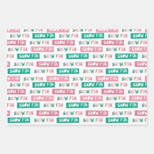 Niedlicher Pinguin Winterspass Rosa & Aquamarin Geschenkpapier Set (Vorderseite 3)