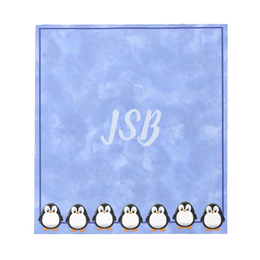 Niedlicher Pinguin Zeichne benutzerdefinierte Aqua Notizblock (Vorderseite)