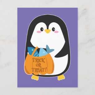 Niedlicher Pinguin zu Halloween - Postkarte