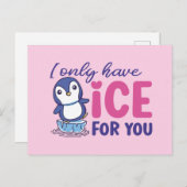 Niedlicher Pinguineis zum Entspannen am Valentinst Postkarte (Vorne/Hinten)