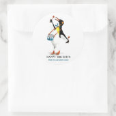 Niedlicher Pinguinmusiker mit Schlagzeug Runder Aufkleber (Tasche)