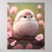 Niedlicher Pink Baby Bird im Tremor Art Kinderzimm Poster (Vorne)