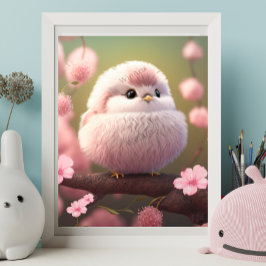 Niedlicher Pink Baby Bird im Tremor Art Kinderzimm Poster
