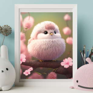 Niedlicher Pink Baby Bird im Tremor Art Kinderzimm Poster