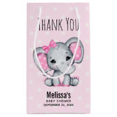 Niedlicher Pink Baby Elephant mit Polka Dot Baby D Kleine Geschenktüte (Rückseite)