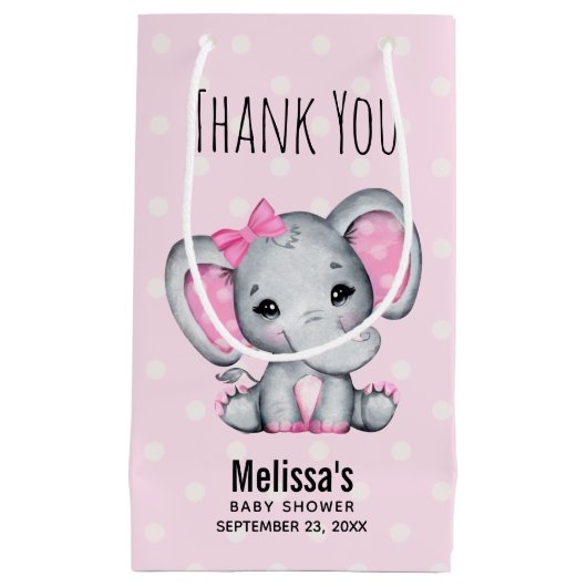 Niedlicher Pink Baby Elephant mit Polka Dot Baby D Kleine Geschenktüte (Vorderseite)