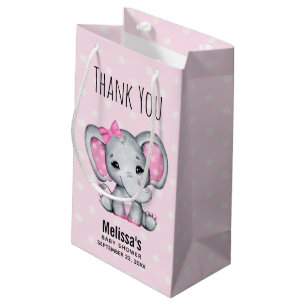 Niedlicher Pink Baby Elephant mit Polka Dot Baby D Kleine Geschenktüte
