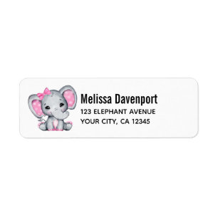 Niedlicher Pink Baby Elephant mit Polka Dot Oars