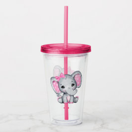 Niedlicher Pink Baby Elephant mit Polka Dot Oars Acryltrinkbecher