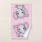 Niedlicher Pink Baby Elephant mit Polka Dot Oars Badhandtuch Set (Handtuch)
