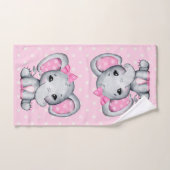 Niedlicher Pink Baby Elephant mit Polka Dot Oars Badhandtuch Set (Handtuch)