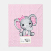 Niedlicher Pink Baby Elephant mit Polka Dot Oars Fleecedecke (Vorderseite)