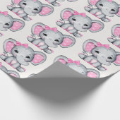 Niedlicher Pink Baby Elephant mit Polka Dot Oars Geschenkpapier (Ecke)