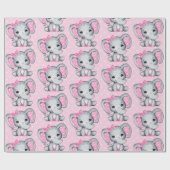 Niedlicher Pink Baby Elephant mit Polka Dot Oars Geschenkpapier (Flach)