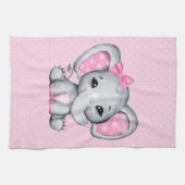Niedlicher Pink Baby Elephant mit Polka Dot Oars Geschirrtuch (Horizontal)
